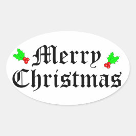 God jul Helgdag Sticker Ovalt Klistermärke