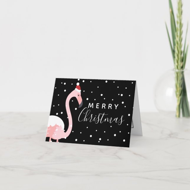 God Jul | Helgdag Tropical Flamingo Kort (Framsida)
