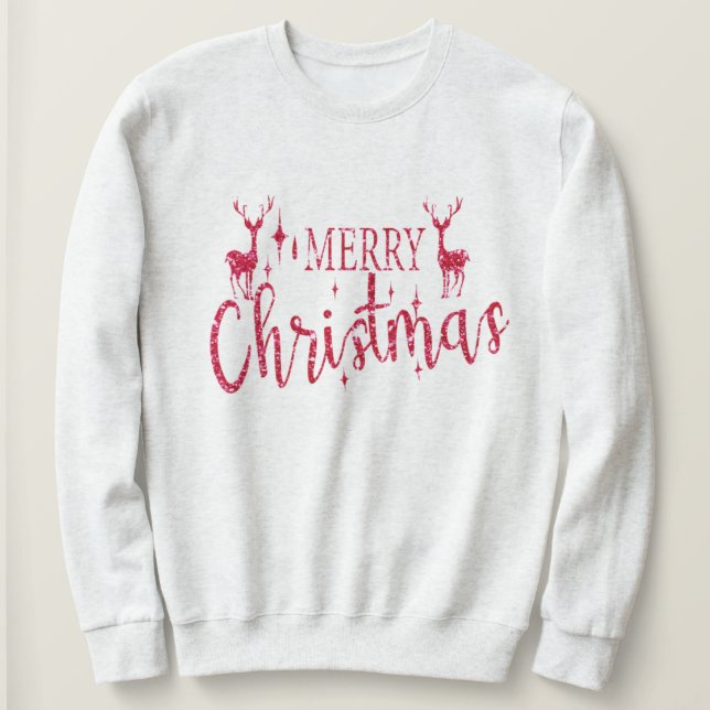 God jul Helgdag vid Jul Red Glitter T Shirt (Design framsida)