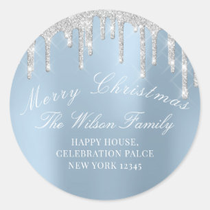God jul Helgdagar OSA Silver Smoky Blue Runt Klistermärke