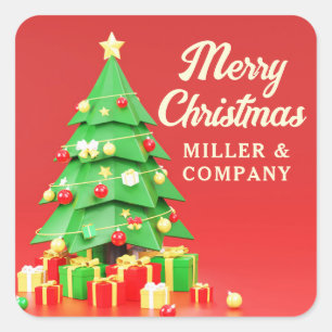 God jul Helgdagars Festive Modern Corporate Fyrkantigt Klistermärke
