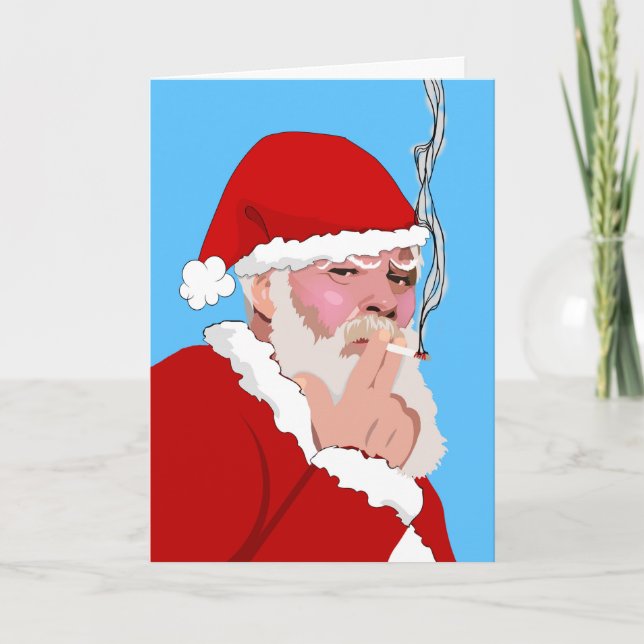 God jul, Heliga Smoke, Santa med Cigarette Helgkort (Framsida)