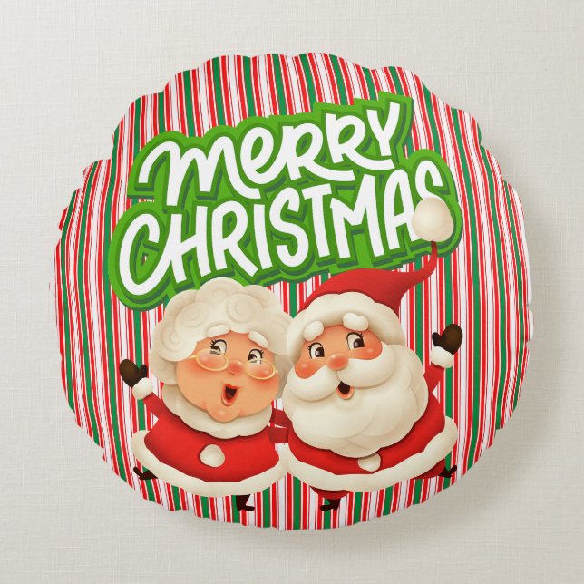 God Jul Herr Fru Tomte Presentpapper Rund Kudde (Framsidan)