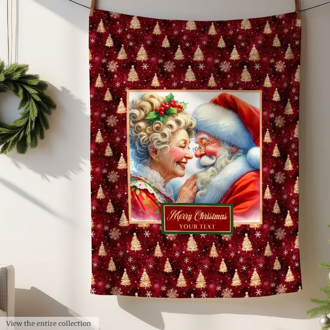 God jul, herr och fru Claus Keepsaké Fleecefilt (Festive Christmas Blanket Mr & Mrs Claus Keepsake)