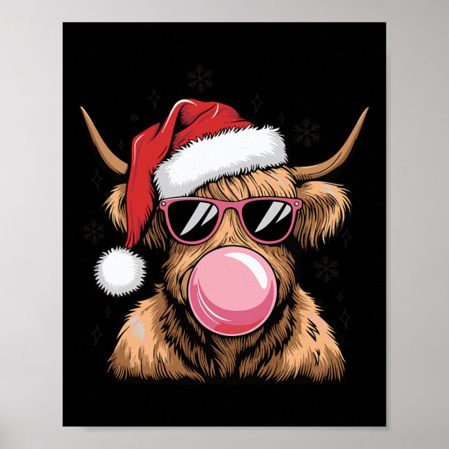 God jul Highland Cow Design Julafton Cow Älskare Poster (Framsidan)