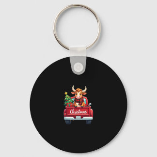 God Jul Highland Cow Julgran Röd Lastbil Nyckelring