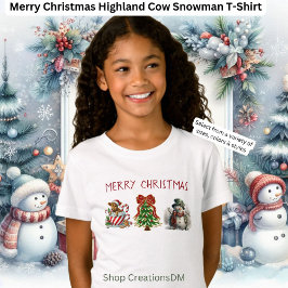 God jul Highland Cow Snögubbe T Shirt