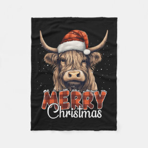 God jul Highland Cow Western Santa Hat Xma Fleecefilt
