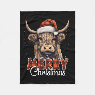 God jul Highland Cow Western Santa Hat Xma Fleecefilt