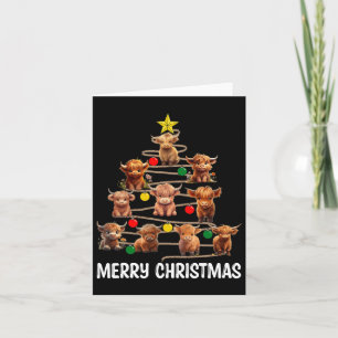 God jul Highland Cow Westernare Julafton Träd Paj Kort