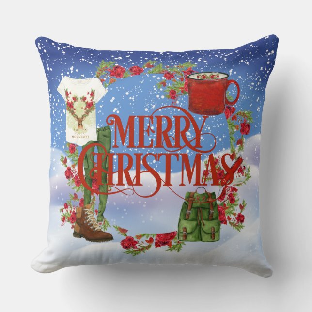 God jul Hikers Pillow med berg Kudde (Framsida)