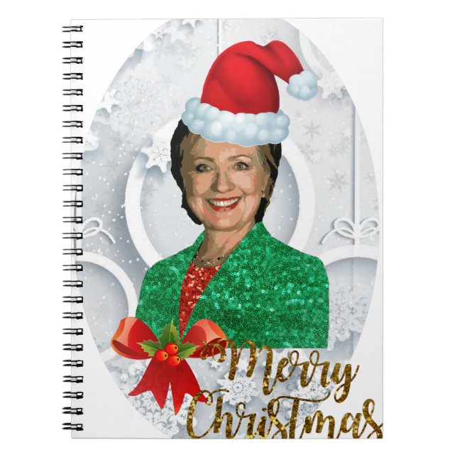 god jul Hillary clinton Anteckningsbok Med Spiral (Framsidan)