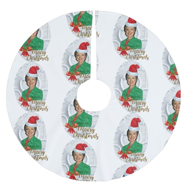 god jul Hillary clinton träd skirt Julgransmatta Borstad Polyester (Framsidan)