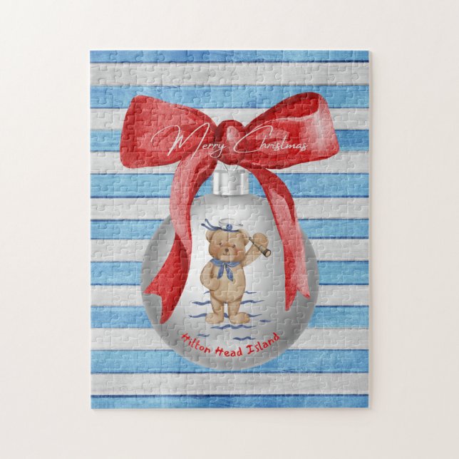 God jul Hilton Head Island Bear Ornament Pussel (Vertikal)