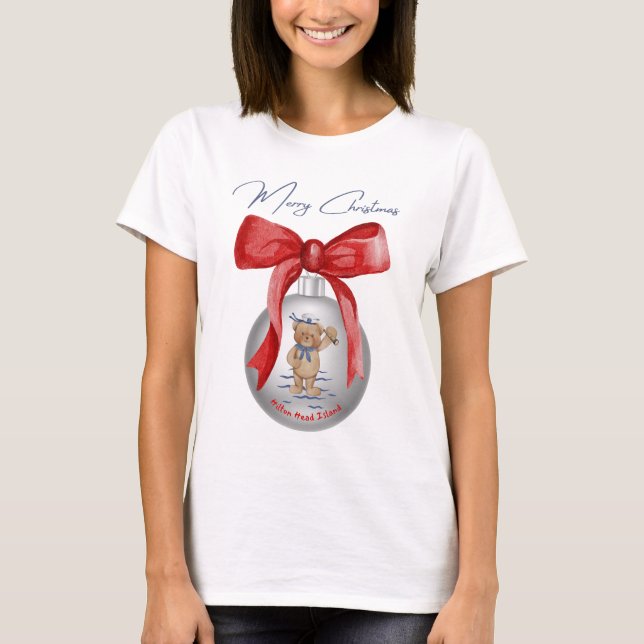 God jul Hilton Head Island Bear Ornament T Shirt (Framsida)