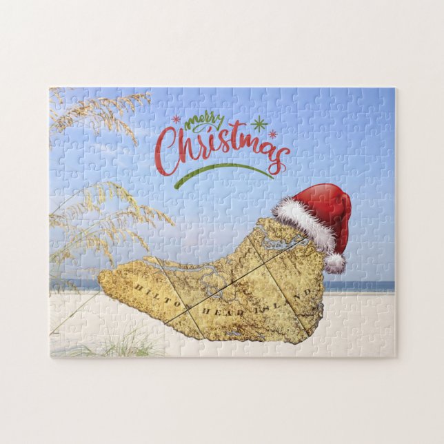 God jul Hilton Head Island Karta & Beach Pussel (Horisontell)