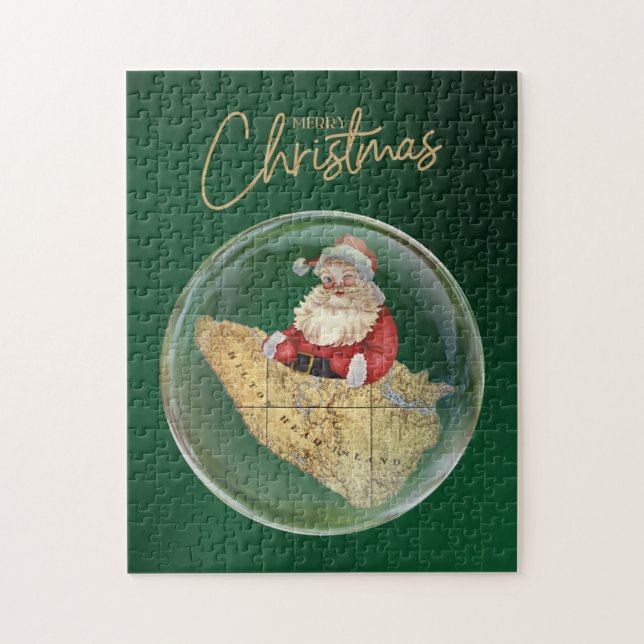 God jul Hilton Head Island Karta med Santa Pussel (Vertikal)