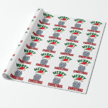 God jul Hippo Cute Helgdag Presentpapper<br><div class="desc">En lustig helgdag hippopotamus ovanför ord God jul i grönt och rött. I fånigets hembiträden i kärlek. En underbar present till någon med en hippo mascot.</div>