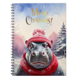 God jul Hippo Santa hat och scarf Anteckningsbok