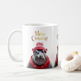 God jul Hippo Santa hat och scarf Kaffemugg