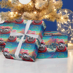 God jul Hippo Santa hat och scarf Presentpapper