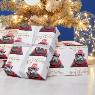 God jul Hippo Santa hat och scarf Presentpapper