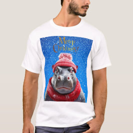 God jul Hippo Santa hat och scarf T Shirt