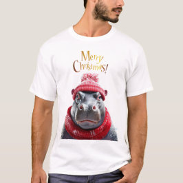 God jul Hippo Santa hat och scarf T Shirt