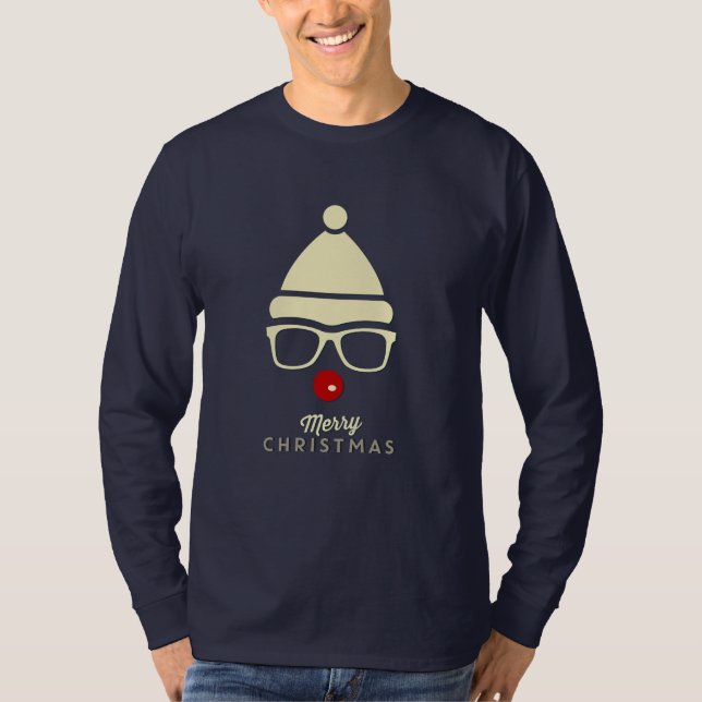 God jul Hipster Rudolph Manar Kistskjorta T-shirt (Framsida)