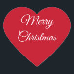 God jul hjärtformat klistermärke<br><div class="desc">God jul-meddelande på röd bakgrund</div>