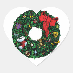God jul hjärtformat klistermärke
