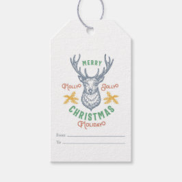 God jul Hjort Gift Märkres Presentetikett