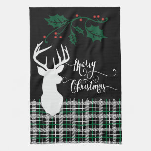 God jul Hjort - Grönt Plaid Kökshandduk