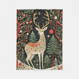 God Jul-Hjort, midnatt Fleecefilt