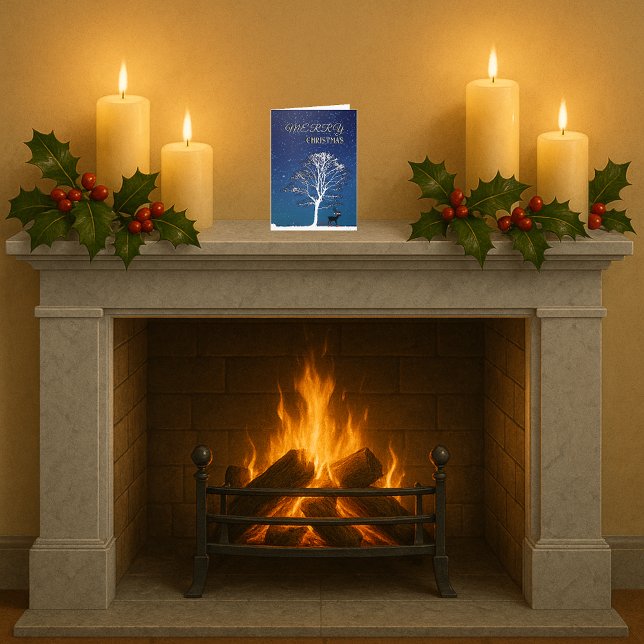 God jul hjort natt himlar helgkort (Skapare uppladdad)