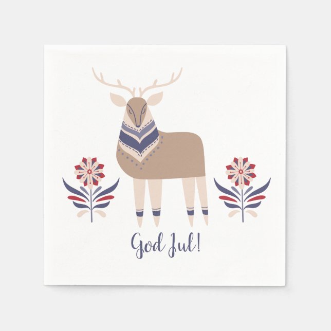 God Jul Hjort och Flowers Nordic Design jul | Pappersservett (Framsidan)
