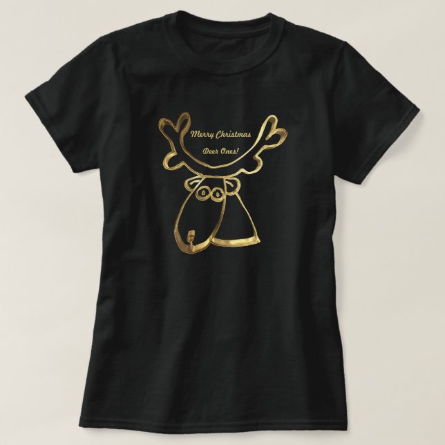 God jul Hjort Ones Cute Faux Guld Reindeer T Shirt (Design framsida)