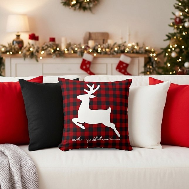 God jul hjort på rutig kudde (Skapare uppladdad)