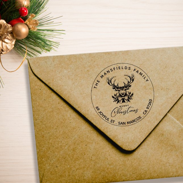 God jul Hjort returadress Rubber Frimärke Stämpel (Skapare uppladdad)