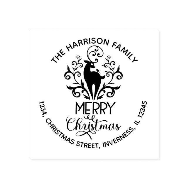 God jul Hjort Returadress Stämpel (Tryck)