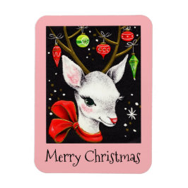 God jul Hjort Rosa Retro Helgdag Magnet