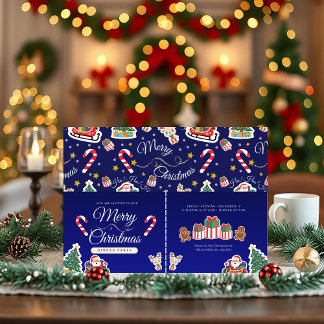 God jul, HO!HO!HO! Anpassad blå inbjudan