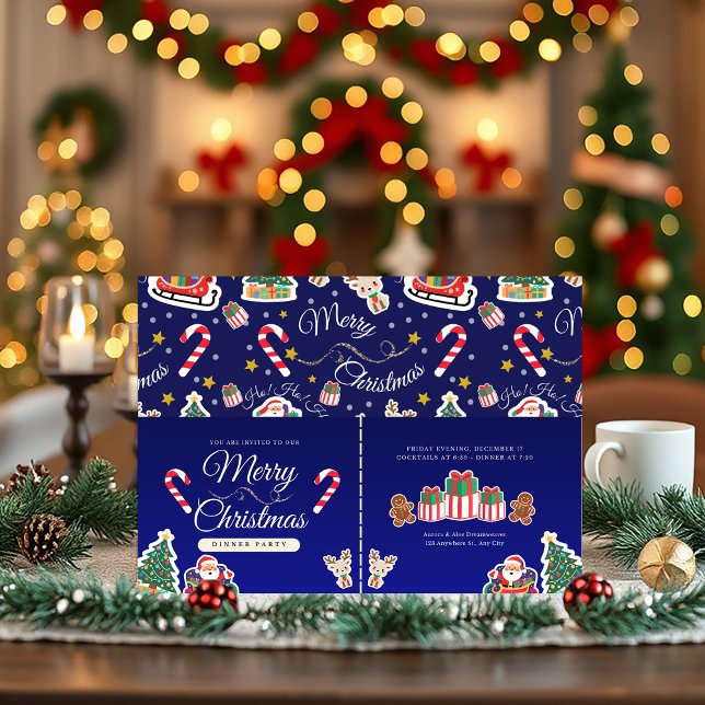 God jul, HO!HO!HO! Anpassad blå inbjudan (Skapare uppladdad)