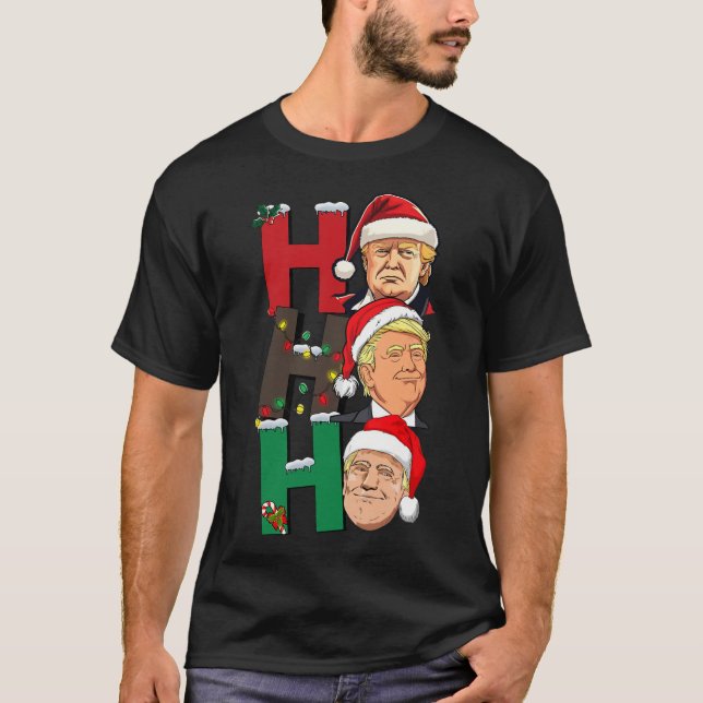 God jul Ho Ho Ho Ho Trump Santa Light Christm T Shirt (Framsida)