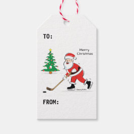 God jul Hockey Santa Gift Märkre Presentetikett