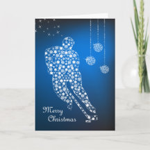 God jul Hockey Snöflingor Greeting Card