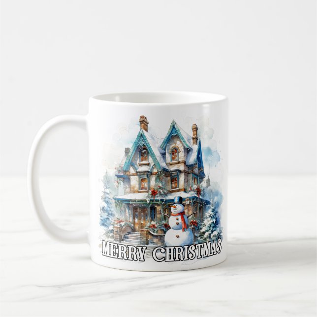 God Jul Holiday Vinter Snöman Kaffemugg (Vänster)