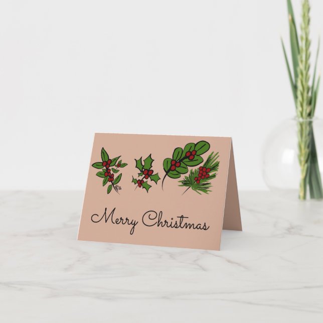 God jul Hollies Card Tack Kort (Framsida)