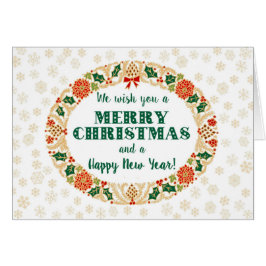 God jul Holly-andedräkt med Snöflingor Hälsningskort