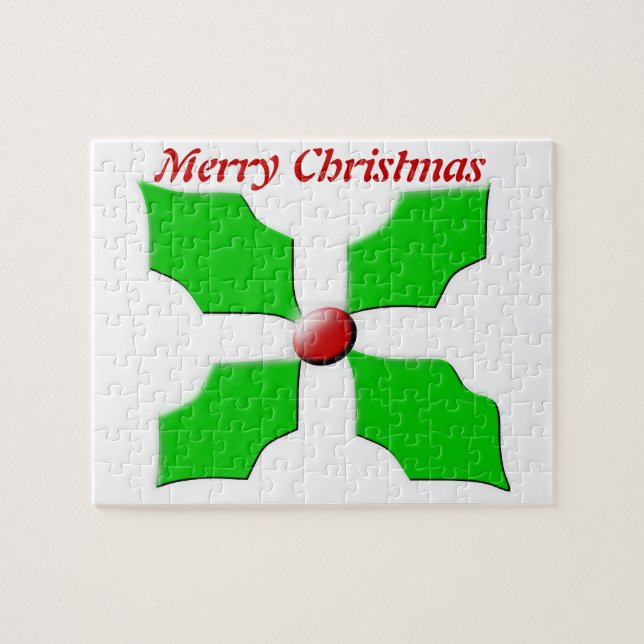 God jul Holly Anpassade Puzzle Pussel (Horisontell)